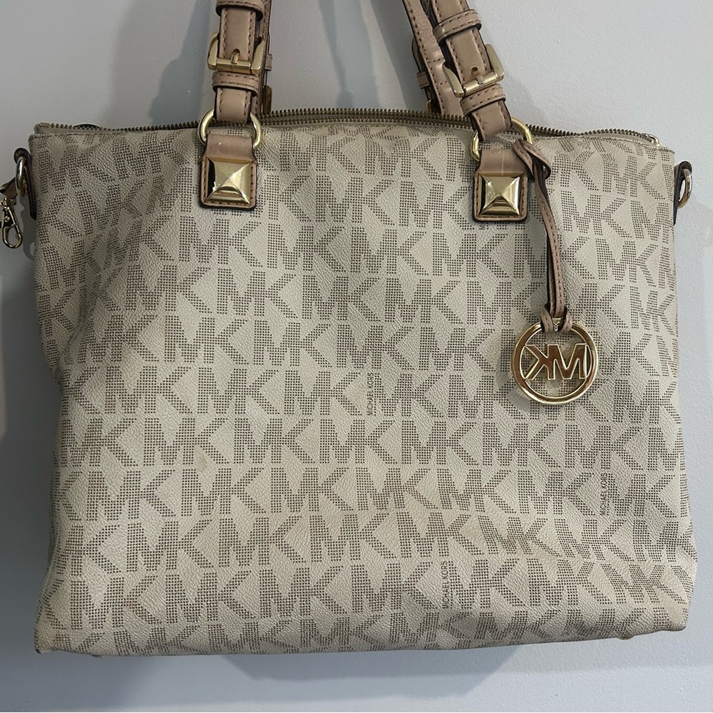Michael Kors Cream Monogram Shoulder Bag